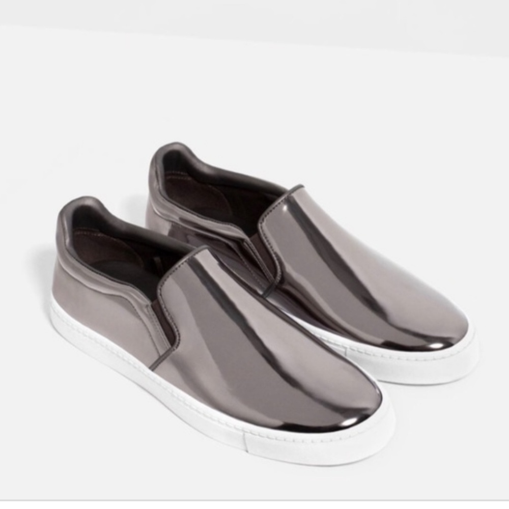 Zara Metallic Slip-On Shoes